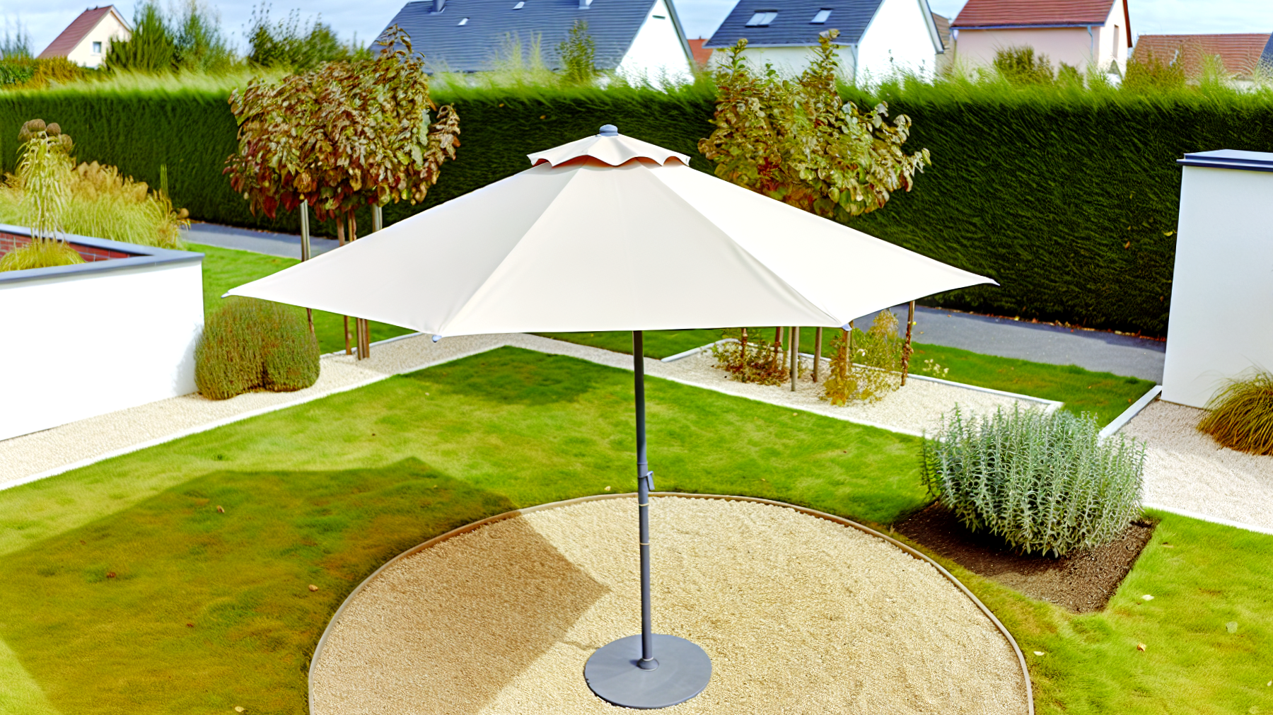 Ombrellone giardino piante rampicanti luci decorative"