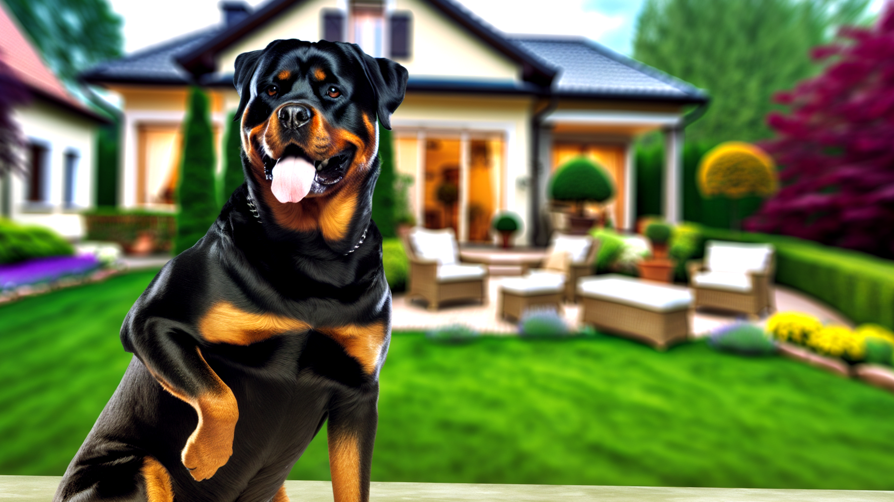 Rottweiler giardino attrezzi"