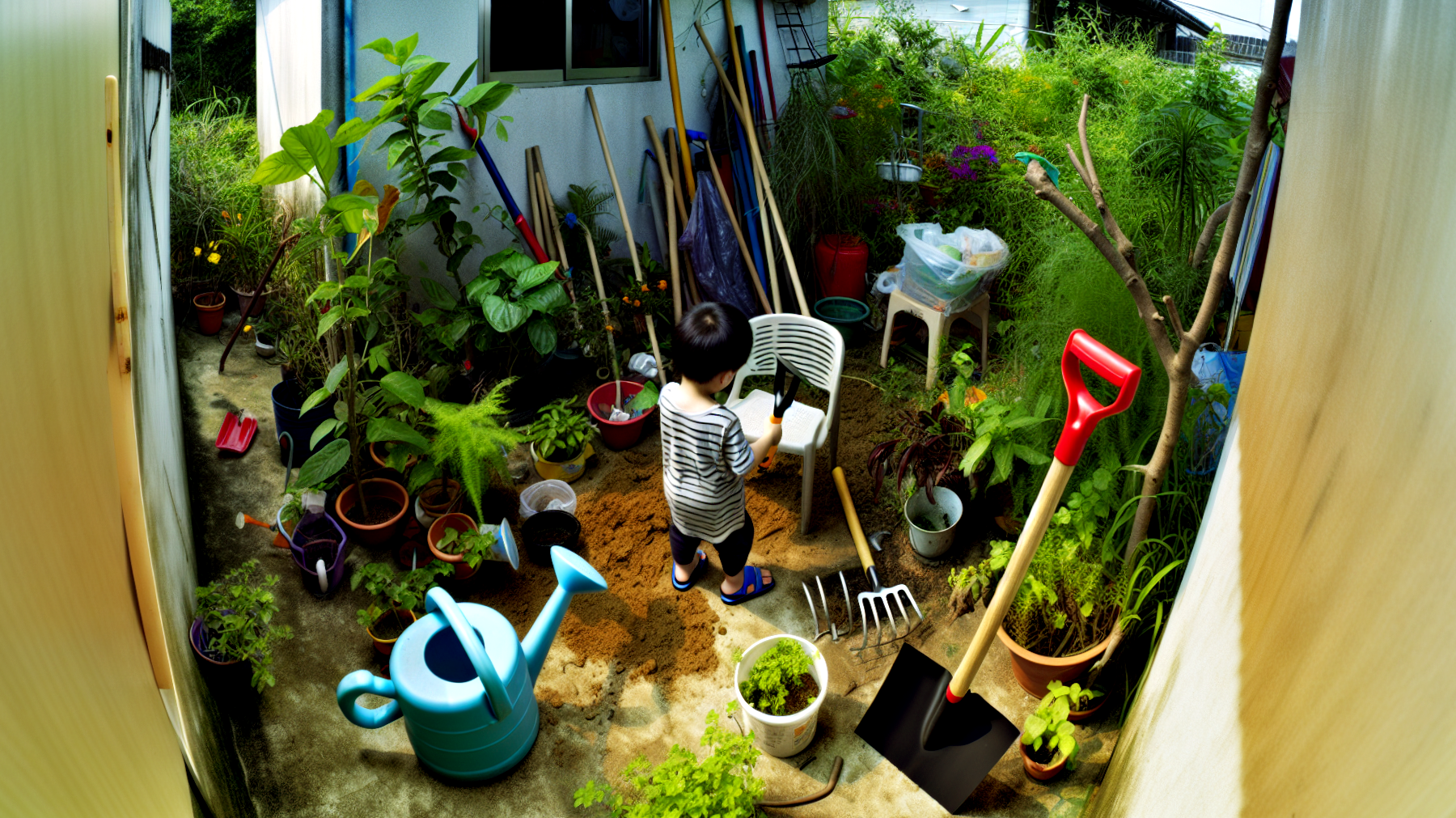 bambini foglie giardino"